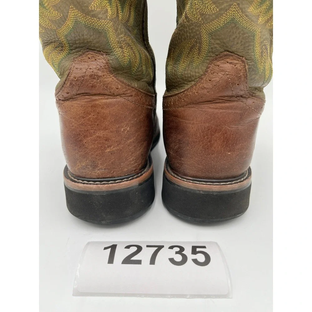 Justin Wide Steel Toe Stampede Work Boots Mens 11.5EE Brown Leather Wk4688